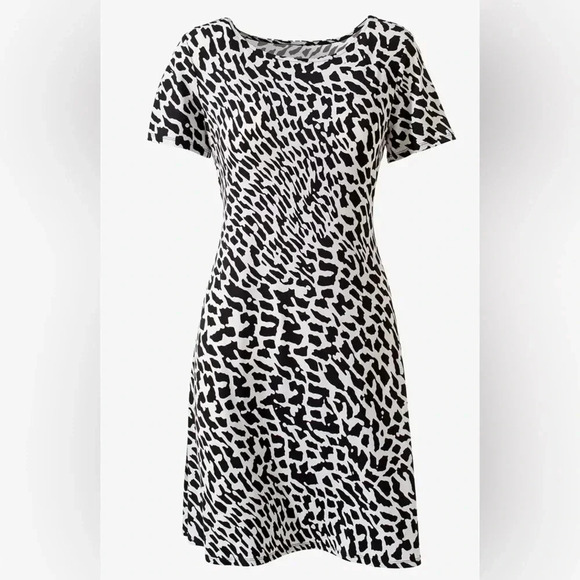 Chicos Animal Rain Knee-Length Shift Dress Size L/XL Stretch Oversized Flowy - Picture 1 of 11